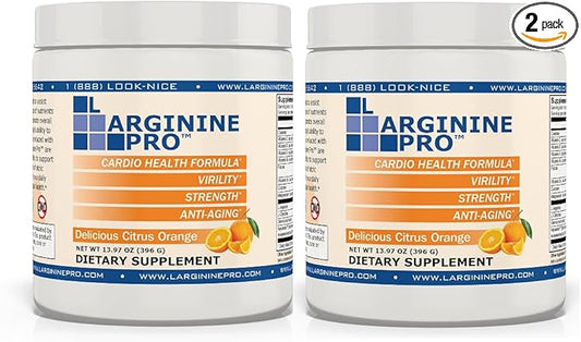 L-ARGININE PRO | 5,500mg L-Arginine Plus L-Citrulline 1,100mg Orange Powder Drink Mix Supplement for Increased Nitric Oxide Production