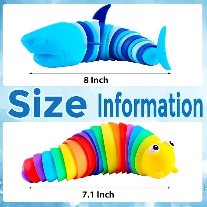 Sensory Slug Halloween Fidget Toys for Kids, Autism Stress Relief, Travel Essential for Car Airplane, Toddler Sensory Toys,Christmas Stocking Stuffers Gifts for Girls Boys(Shark and Slug)