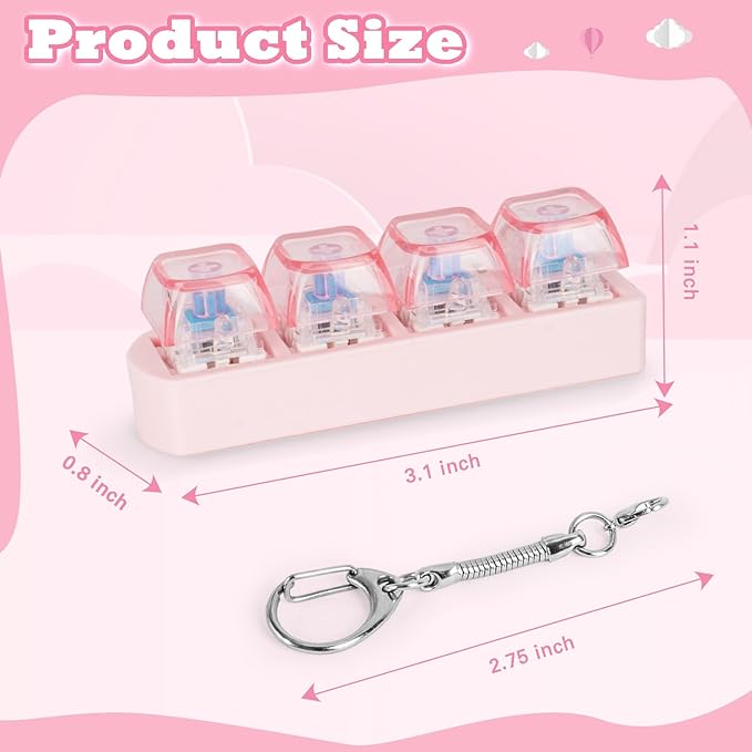 Keyboard Fidget Toy for Adults Keyboard Clicker with LED Light Keychain Fidget Stress Relief Sensory Toy