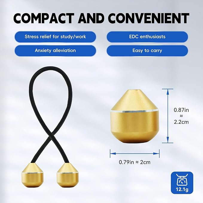 Fidget Beads, Metal Fidget Toy EDC Anxiety Relief Toy for Men Women Teens Skill Players Stress Relief Toys(A-Gold)