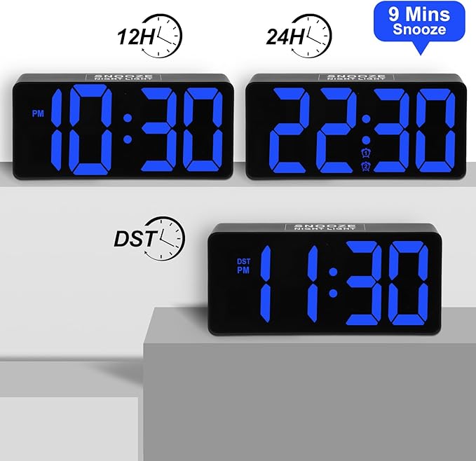 Alarm Clock for Bedroom Heavy Sleepers with Bed Shaker & Night Light-Vibrating Digital Clock Large Dimmable LED Digits with Dual Alarm & Charging Port Table Desk Clock for Hearing Impaired Seniors