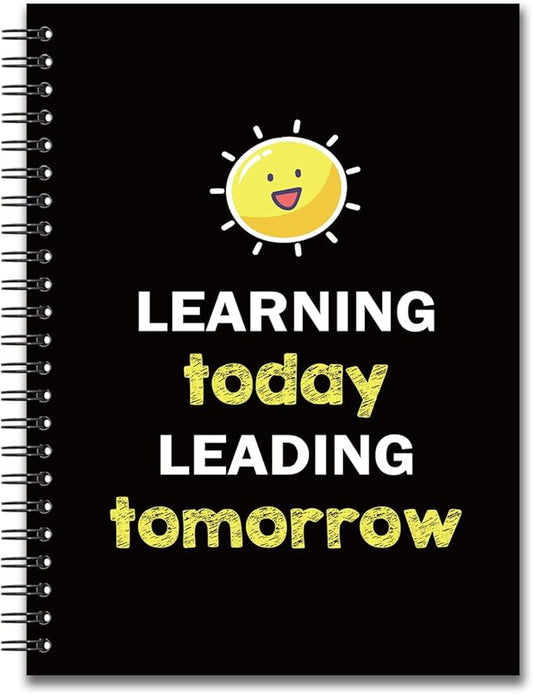 YAZMEEN Inspirational Blank Spiral Notebook（160 Pages） Learning Today Leading Tomorrow Hardcover Sketchbook Encouragement Notebook Journal Funny Birthday Gift for Employee Coworker Friend Office Work