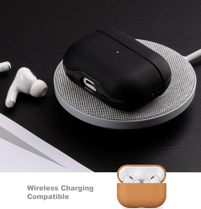 LOPIE Case for AirPods Pro 2nd Generation - Handmade AirPods Pro 2 Case Cover - Made of Crazy Horse Leather - Protective Hard Shell Cover Compatible with Wireless Charging - Vintage Style - Brown