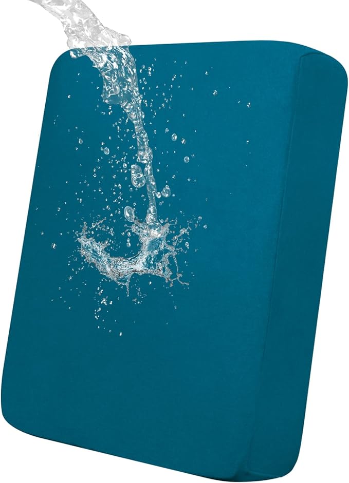 Easy-Going 100% Waterproof Chair Sofa Seat Cushion Slipcovers Couch Cushion Cover Stretch Furniture Protector for Kids, Pets (Chair Cushion, Peacock Blue)