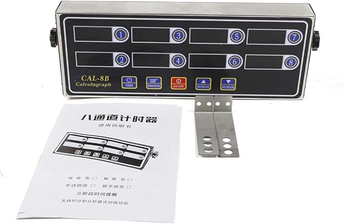 Commercial Digital Kitchen Timer Cooking Timer Reminder Stainless Steel Burger Bakery Restaurant Clock Loud Alarm LED Display Calculagraph Timer (8 Channel)