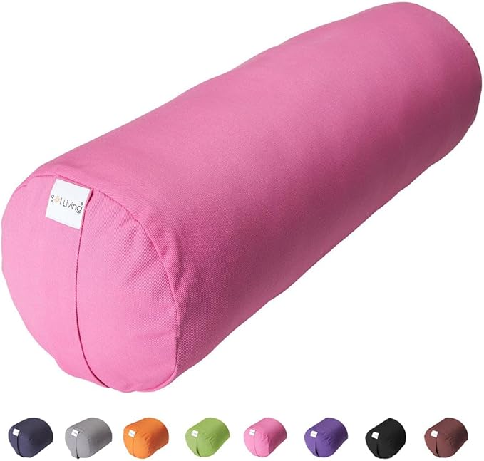 Sol Living Yoga Bolster Pillow for Restorative Meditation - 100% Cotton Cylindrical Cushion with Washable Cover for Balance Support in Asana Poses