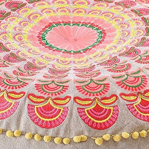 Yoga Décor Floor Cushion Cover Red Moroccan Seating Area Boho Floor Pillow Accent Your Living Room, Bedroom, Nursary or Kids Room Bedroom Décor Pouf Ottoman Stool Footstool Cotton 24x8 Unstuffed