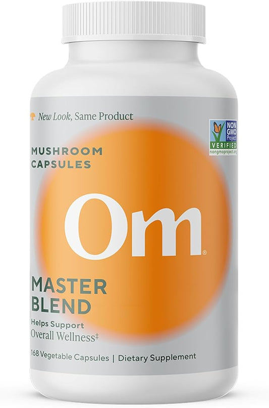 Om Master Blend Mushroom Capsules - Organic Mushroom Supplement with 10 Mushrooms and Ashwagandha – Support Immunity, Gut Health & Stress Relief, 168 Count (56 Servings)