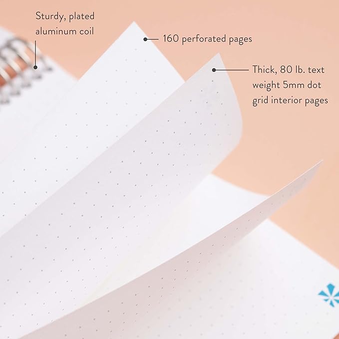 Erin Condren 7" X 9" Spiral Bound Dot Grid Journal Notebook - Layers Colorful, 5Mm Dot Grid, 160 Page Writing, Drawing & Art Notebook, 80Lb Thick Paper, Stickers Included