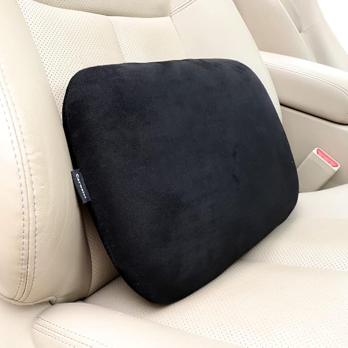 Emulsion Lumbar Support Pillow for Car Driving Seat Relax Soft Lower Back Support Home Office Chair Cushion Desk Accessories Waist Pain Relief Black