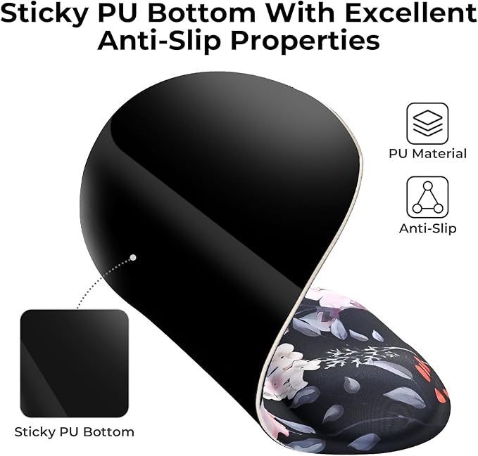 EooCoo Ergonomic Mouse Pad with Gel Wrist Rest Support Middle Concave Design, Relieve Wrist Pain Mousepad, Non-Slip Base for Laptop, Computer, Office Desk Accessories, Carpal Tunnel Syndrome