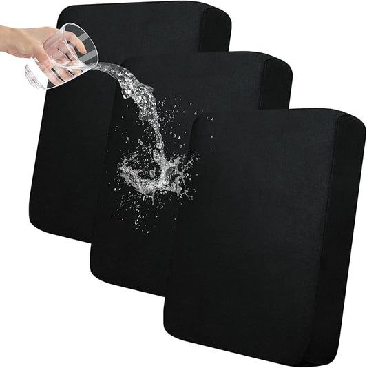 Easy-Going 100% Waterproof Chair Sofa Seat Cushion Slipcovers Couch Cushion Cover Stretch Furniture Protector for Kids, Pets (3-Piece Sofa Cushion, Black)