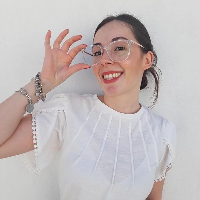 GUDVUE Oversized Blue Light Glasses, Computer Reading/Gaming/Phones Glasses, Anti Glare/UV400/Eye Strain, Large Square Frame