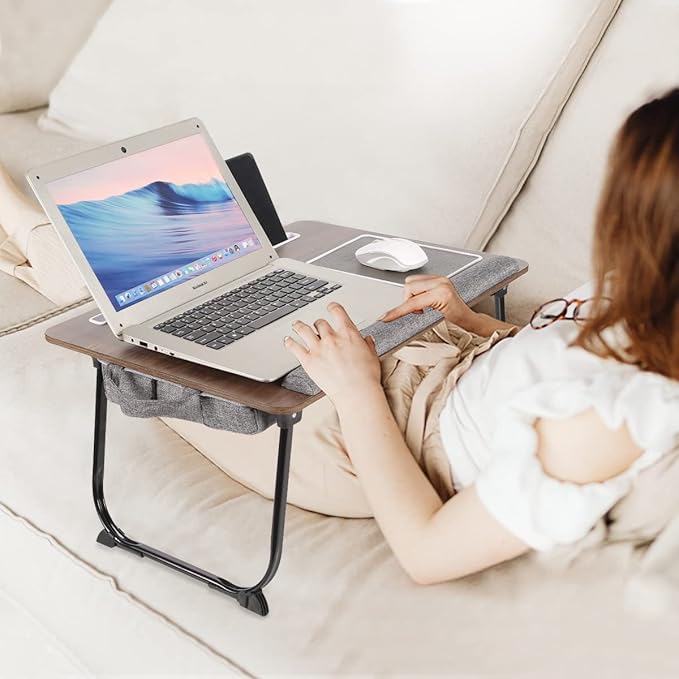 Laptop Desk, 3 in 1 Foldable Lap Desk with Cushion Pad for Laptops up to 17 Inches, Built-in Mouse Pad & Device Slot, Portable Laptop Tray for Bed, Couch, or Floor Use