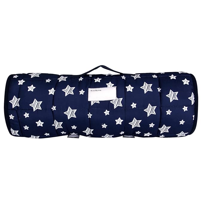 Moonsea Toddler Nap Mat Boy Navy and Fleece Minky Blanket, Lightweight and Soft Perfect for Kids Preschool, Daycare, Travel Sleeping Bag for Boys, 21" x 50" Fit on a Standard Cot
