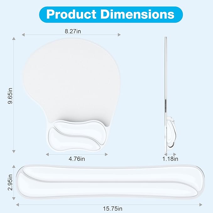 Gel Mouse pad & Keyboard Wrist Rest Set, Ergonomic Keyboard and Mousepad with Wrist Support, Keyboards Wrist Rest, Computer Keyboards Pad, Cooling Gel Clear
