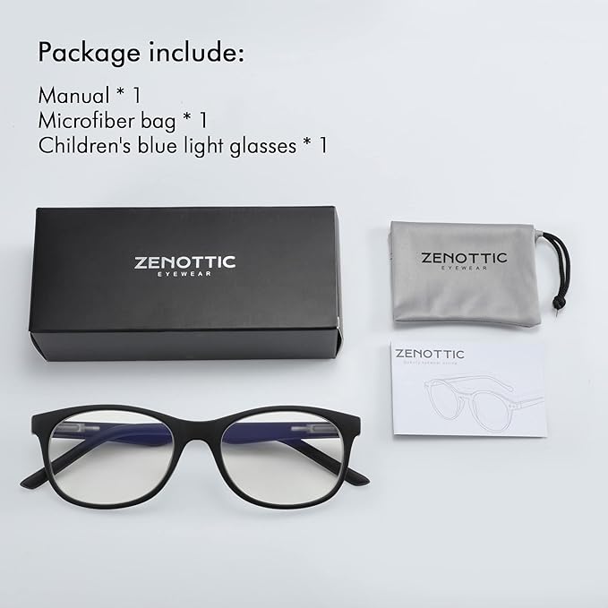 ZENOTTIC Kids Blue Light Blocking Glasses Anti Glare Lens Lightweight Frame Computer Eyeglasses for Boys and Girls