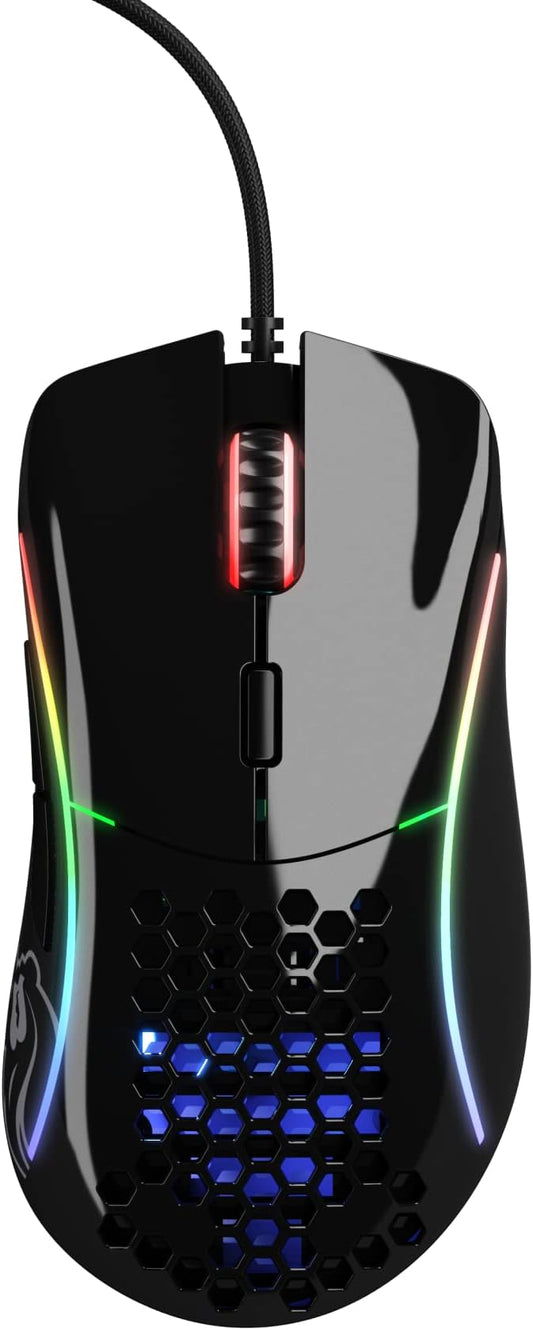 Glorious Gaming Model D Wired Gaming Mouse - 68g Superlight Honeycomb Design, RGB, Ergonomic, Pixart 3360 Sensor, Omron Switches, PTFE Feet, 6 Buttons - Glossy Black