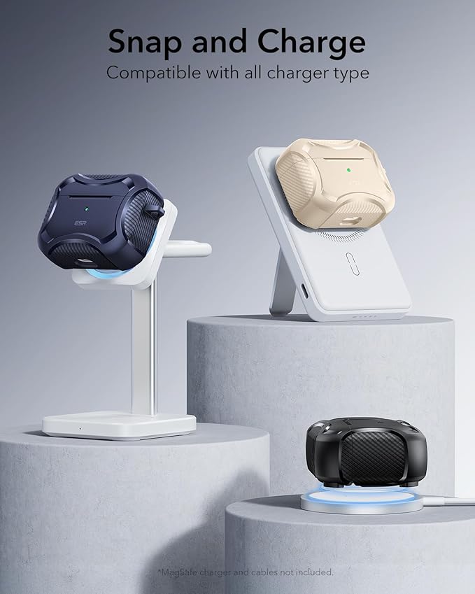 ESR for AirPods Pro 2nd Generation Case, Compatible with Airpods Pro Case 2nd/1st Gen (2023/2022/2019), Compatible with MagSafe, Powerful Drop Protection, Magnetic Lid, Desert Titanium