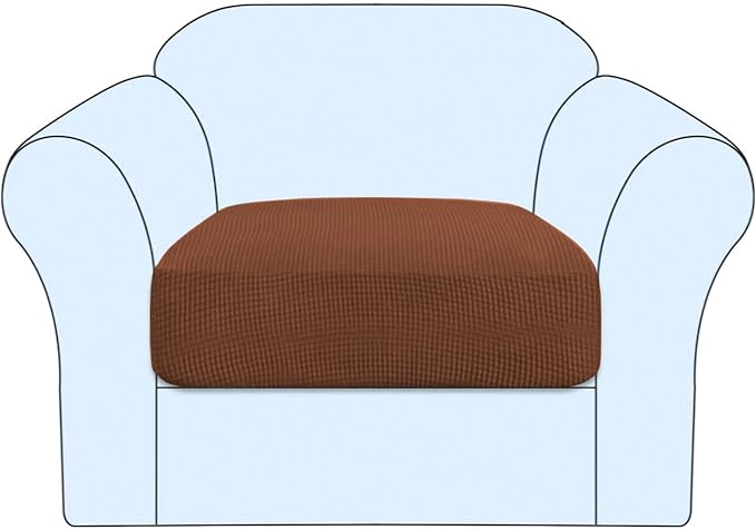 H.VERSAILTEX Stretch Couch Cushion Covers Individual Seat Sofa Chair Slipcovers Cushion Protector Cover Featuring Jacquard Textured Twill Fabric(1 Cushion Chair Cover, Caramel)