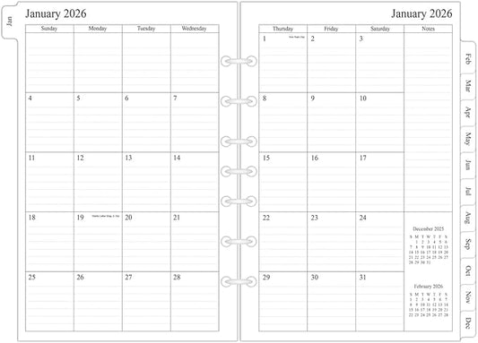 newestor 2025-2026 Monthly Planner Refills 5.5" x 8.5" for Mini Binder, 16 Months from Sep 2025 to Dec 2026, Desk Size