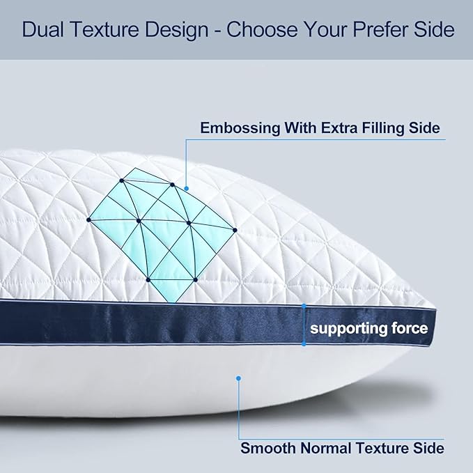 King Size Pillows Set of 4 - Cooling Hotel Luxury Bed Pillows for Sleeping 4 Pack, Supportive Breathable Down Alternative Gusseted Pillow for Side Stomach or Back Sleepers