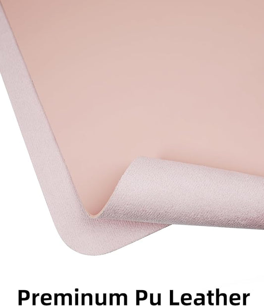 AFIING Leather Desk Pad Protector,Mouse Pad,Office Desk Mat, Non-Slip PU Leather Desk Blotter,Large Desk mat,Waterproof Keyboard mat for Office/Home/Decor (Pink,55"" x 17"")