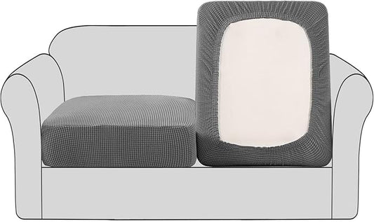 H.VERSAILTEX High Stretch Couch Cushion Covers,Chair Sofa Seat Slipcovers Couch Cushion Cover Stretch Furniture Protector for Kids, Pets(2 Packs Cushion Loveseat Covers, Dove)