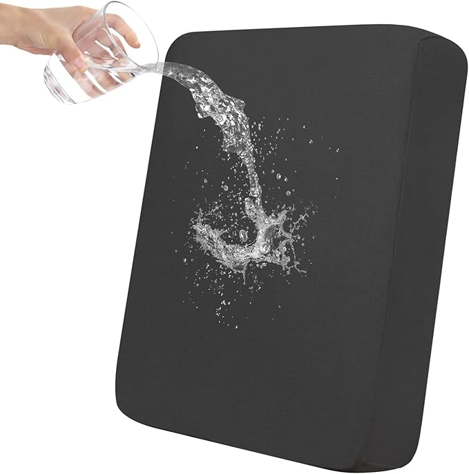 Easy-Going 100% Waterproof Chair Sofa Seat Cushion Slipcovers Couch Cushion Cover Stretch Furniture Protector for Kids, Pets (Chair Cushion, Dark Gray)