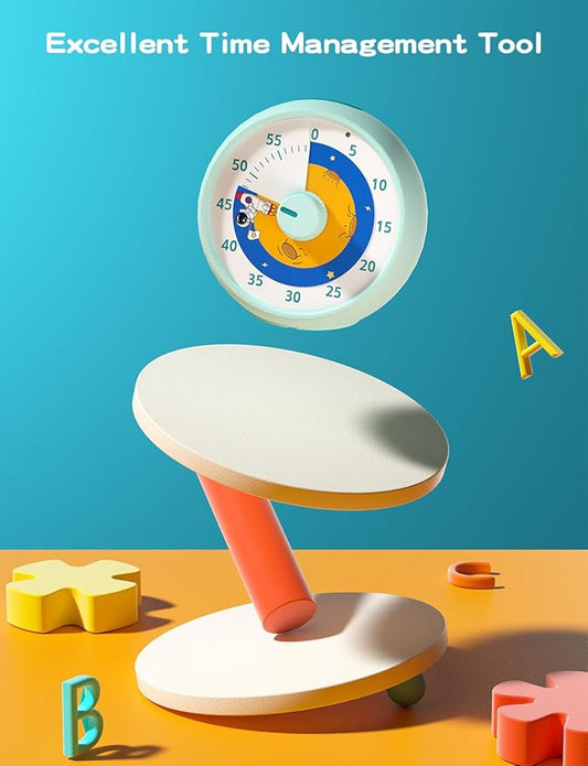 Visual Timer for Kids, 60-Minute Countdown Timer for Classroom Office Kitchen, Desk Timer Kids Time Management Tools with Silent Operation, Pomodoro Time Rainbow Pattern