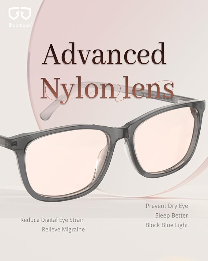 Bloomoak Rose Migraine Glasses, FL- Flex Light Sensitivity Relief Glasses for Fluorescent LED Glare,Photophobia, Eye Strain