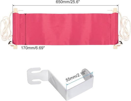 PATIKIL Foot Hammock Under Desk, Adjustable Foot Rest Sling with Hooks Portable Desk Footrest for Airplane Travel Home Office, Pink Style 1