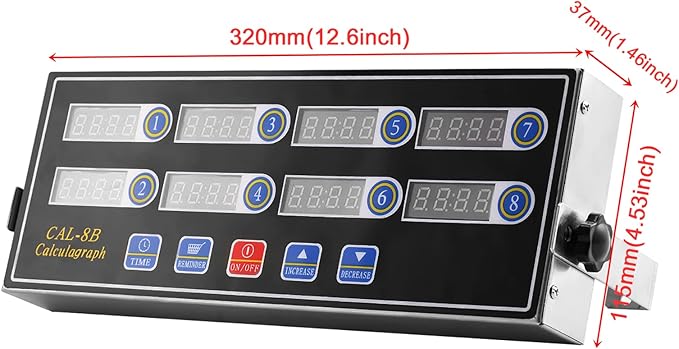 Kitchen Timers for Cooking, 8 Channel, Commercial Grade, Stainless Steel, LED Digital, Loud Alarm,
