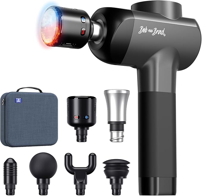 BOB AND BRAD X6 Pro Max Massage Gun with Heat-Cold and Metal Head Therapy, Percussion Deep Tissue Massager Gun for Athletes, Electric Muscle Massage Gun with 6 Replacements