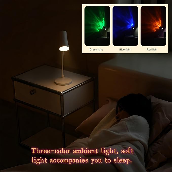 Fay Bless Portable Wireless Charging Desk Lamp with Ambient Lighting - Magnetic Rechargeable LED Light for Reading,Study,Working (White)