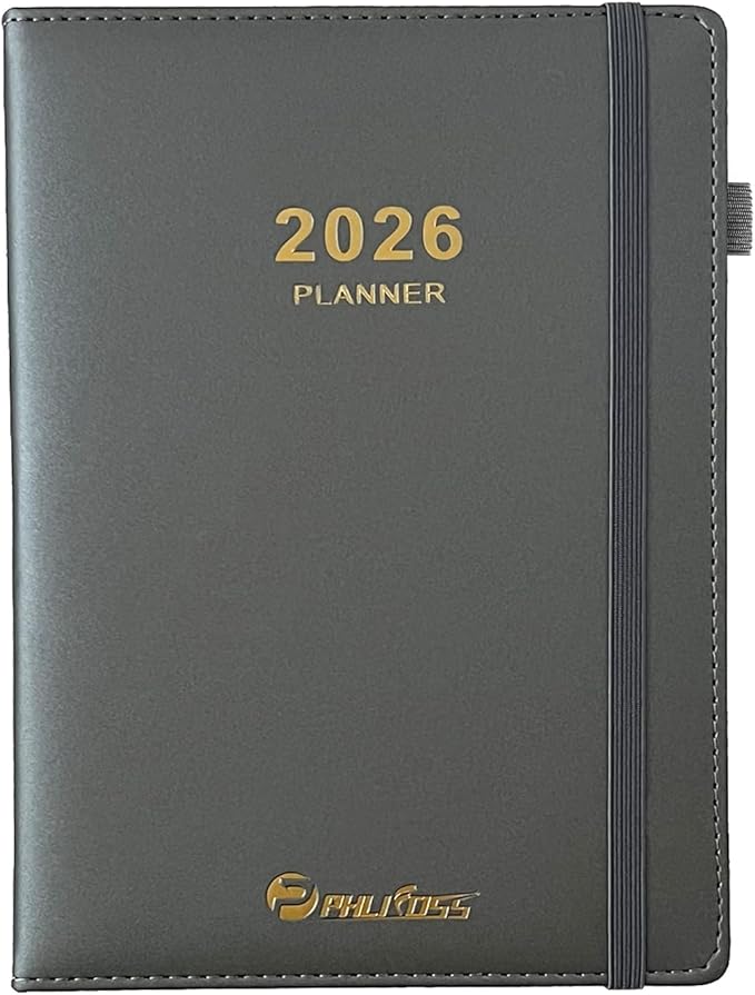 Daily Planner 2026 / Appointment Book, One Page Per Day, Jan - Dec 2026, Annual Daily Monthly Calendar Planner with Hourly Schedule and Monthly Tabs, 5.7" x 8.3" Agenda (Dark Gray)