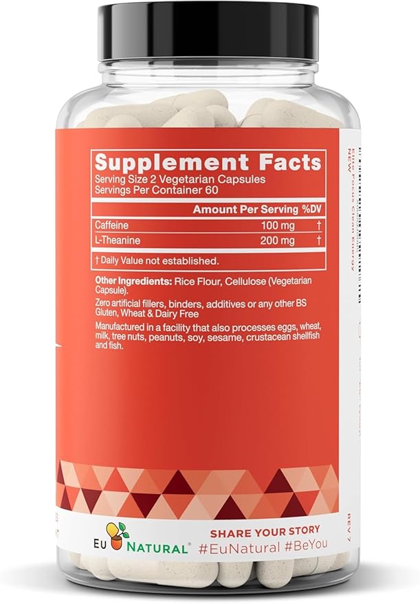 Elite Caffeine Pills with L-Theanine – Jitter-Free Focused Energy Supplements – Clean & Natural Nootropic Stack for Smart Cognitive Performance – 240 Soft Capsules