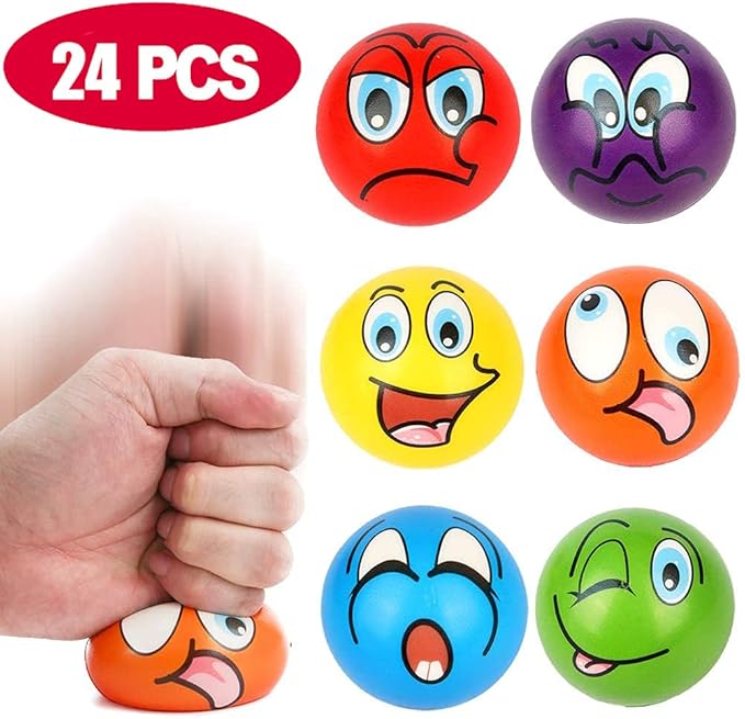 24 Pack - Mini Soft Foam Squeeze Balls, 2.5" Toy Stress Relief Bulk Educational Novelties for Kids, School, Classroom, Party Favors, Rewards (Multicolored (2.5"))