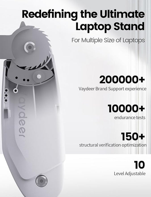 Vaydeer Laptop Stand for Desk, Metal Dual-Mode Design for Desk & Vertical Use, Adjustable Laptop Holder Space Saving Supports MacBook, Chromebook, Surface, Dell (Silver)