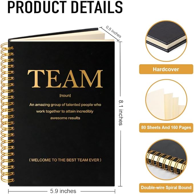 Team 160 Blank Pages Spiral Notebook, New Job Gifts for Employee, New Employee Welcome Gifts, Employee Thank You Gifts, Team Appreciation Gifts for Coworker Colleagues
