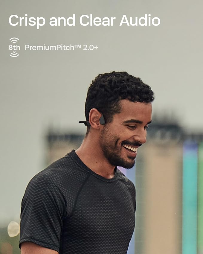 SHOKZ OpenRun with USB-C Charging - Open-Ear Bluetooth Bone Conduction Sport Headphones - Sweat Resistant Wireless Earphones for Workouts and Running - Built-in Mic, with Hair Band - Standard - Black