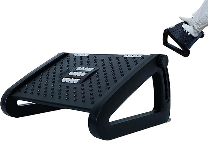 Under Desk Foot Rest for Office, Adjustable Ergonomic Accessories Portable Small Foot Stool Massager, Computer Foot Hammock Rest for High Gaming Chair Tall Footrest for Couch(Black)
