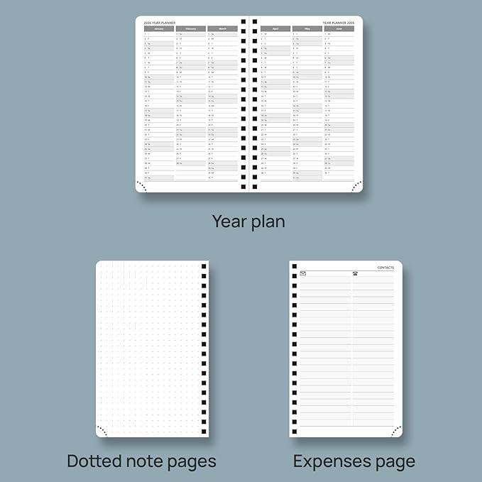 POPRUN 2026 Pocket Planner, (Small Size-4'' x 6.25'') - Daily Weekly and Monthly Calendar Agenda 2026 Appointment Book with Monthly Tabs, Spiral Soft Cover, Inner Pocket, 100 GSM - Army Green