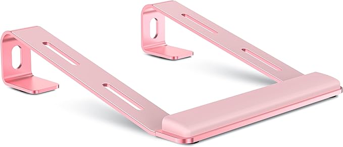 NTMY Aluminum Laptop Stand for Desk with Wrist Rest Pad,Computer Stand for Laptop,Ventilated Ergonomic Laptop Stand Riser on Desk for MacBook/HP/Dell/Acer/Lenovo 10-17.3'' (Pink)