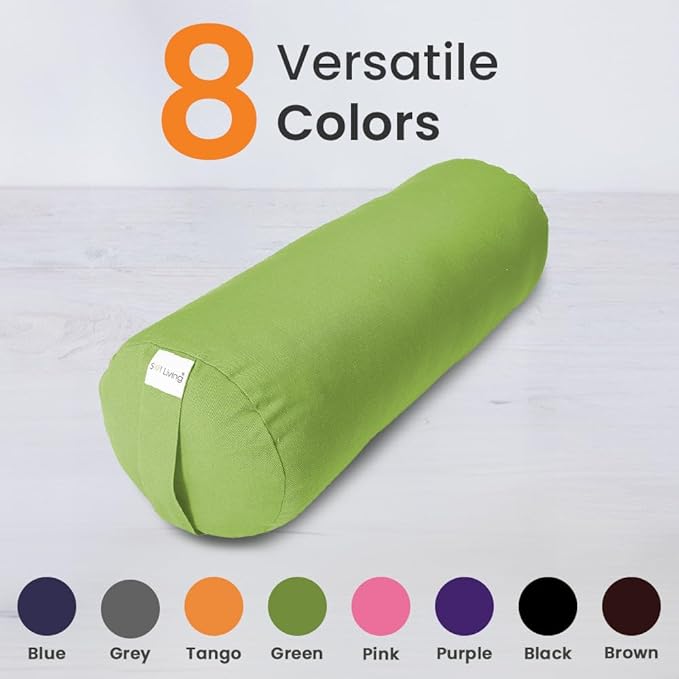 Sol Living Yoga Bolster Pillow for Restorative Meditation - 100% Cotton Cylindrical Cushion with Washable Cover for Balance Support in Asana Poses