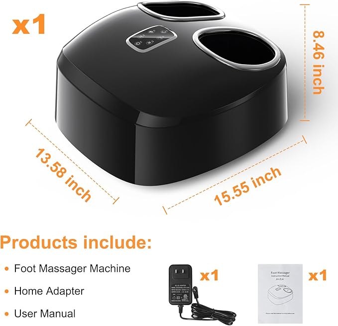 Shiatsu Foot Massager with Heat Feet Massager for Plantar Fasciitis, Neuropathy with Air Compression, Deep Kneading, Multiple Modes & Adiustable Intensity, Gifts for Women Men, Size 13