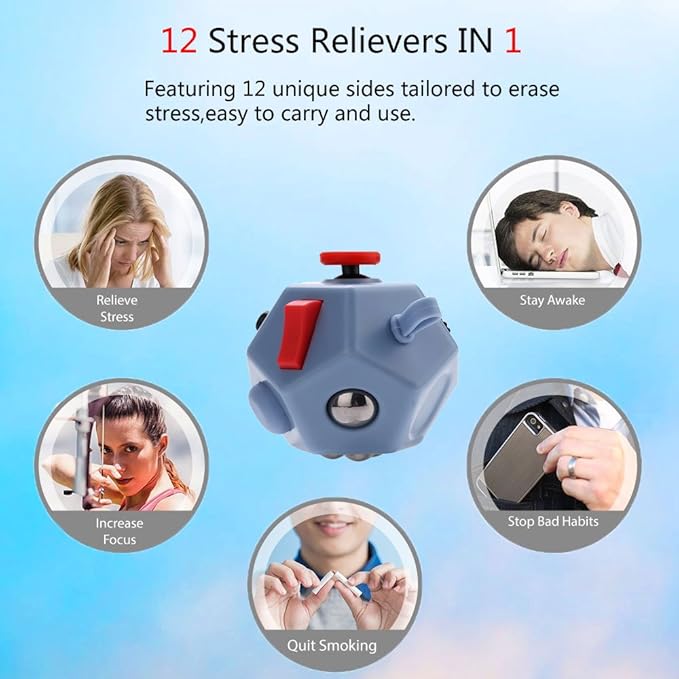 Small Fidget Toys Relief Stress,Anxiety,Depression Anti,Calming,Focus for Kids Adults with ADHD, Autism and Special Needs (Grey)