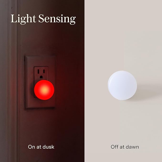 Loftie Night Lights Plug into Wall - 0.5W Plug in Night Light - Red Glow, Wall Light Sensing Dusk to Dawn - 2000K, UL Certified - Nightlight for Bathroom, Hallway, Bedroom Decor, Kitchen, 3-Pack