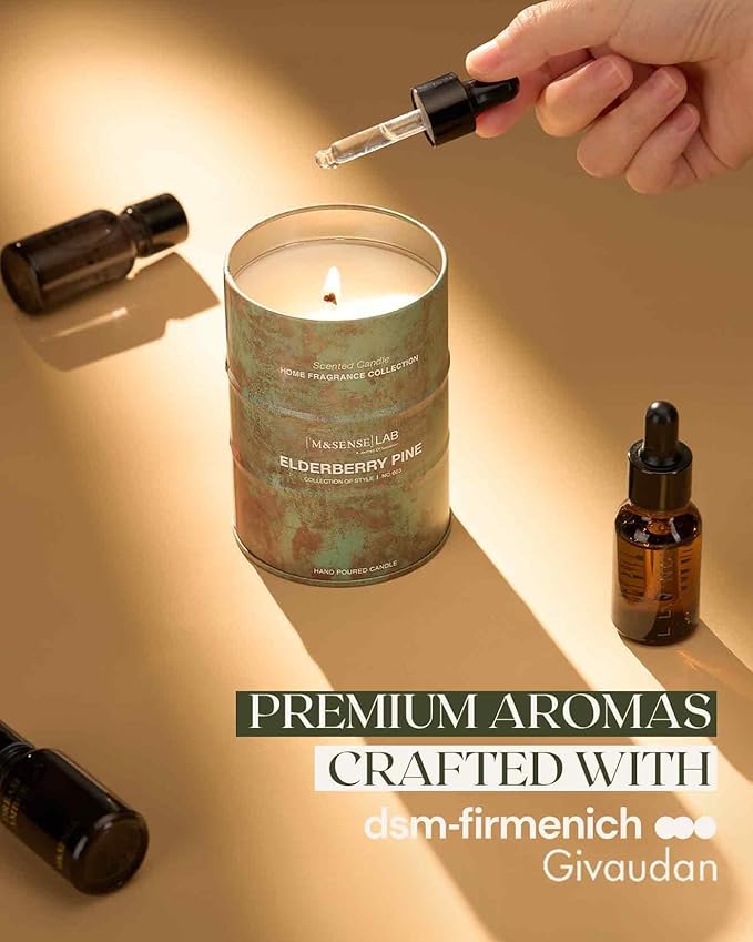 M&SENSE Elderberry Pine Scented Candles Natural Non Toxic, Aromatherapy Candle for Stress Relief Meditation Relaxing, Housewarming Gifts for Women Men, 11.3oz 70 Hour Long Burning