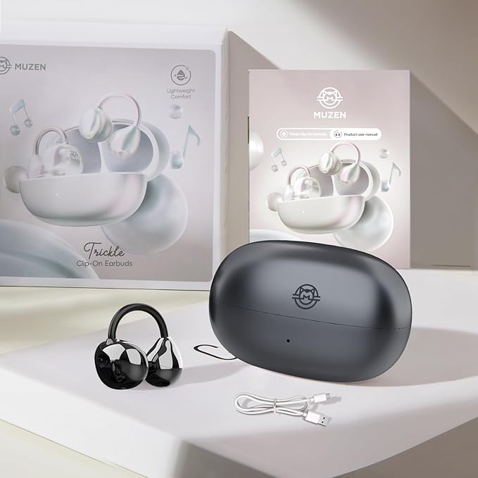 MUZEN Open Ear Headphones, Trickle 4g Lightweight Wireless Bluetooth 5.4 Clip On Earbuds with 38H Playtimes, Fit Comfort Sport Ear Clip Earbuds, Hi-Fi Earphones for Fintness Running Workout